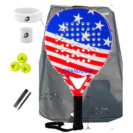 Padel Racket raqueta pala de Padel Tennis Racket Set Beginner Full Package with Cover, 3 Balls, Headband, Wristband and Backup overgrip