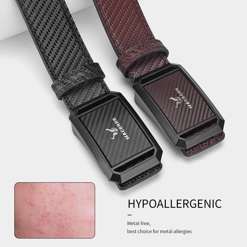 MACBORO Tsa Approved Belts for Men Plastic Buckle Hypoallergenic Non