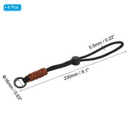 PATIKIL Paracord Lanyard Keychain, 4Pcs Cell Phone Keychain Rope Wrist Lanyards Braided Strap with Spring Ring for Hanging Key, Black, Brown
