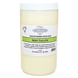 Traverse Bay Bath and Body BEEF TALLOW DEODORIZED Non Hydrogenated Soap making supplies. 32 FL Oz DIY projects.