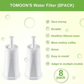 8pcs Water Filters for Breville Barista Touch, Oracle Touch, Barista Pro, Claro Swiss Espresso Machines Bes880, Bes878, Bes870, Bes876, Bes920xl - Compare to #BES008WHT0NUC1 by TOMOON
