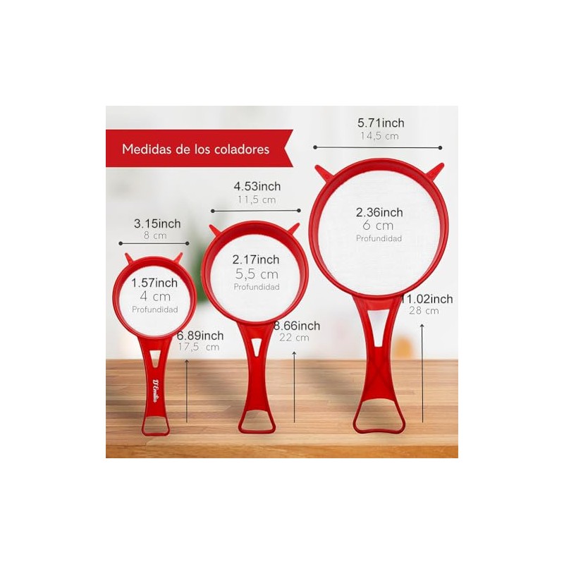 Zaphara Kitchen Strainer, Plastic Strainer Set, 3 Pieces, Fine Hair