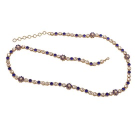 I Jewels Cadena de cintura para el ombligo chapada en oro de 18 quilates, estilo indio, para bodas y niñas, Cristal,