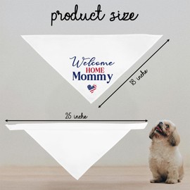 Welcome Home Mommy Dog Bandana Military Scarf Adjustable for Small Medium to Extra Large Dogs Photo Prop Pet Scarf Accessories for Pet Dog Lovers Gifts - White