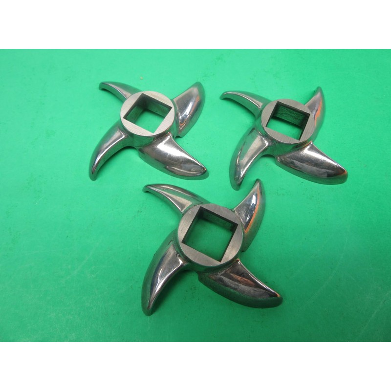 Smokehouse Chef 3-PACK Size #32 Stainless Steel meat grinder knife.