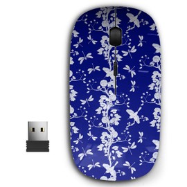 2.4G Ergonomic Portable USB Wireless Mouse for PC, Laptop, Computer, Notebook with Nano Receiver ( Chinoiserie Style Peonies )
