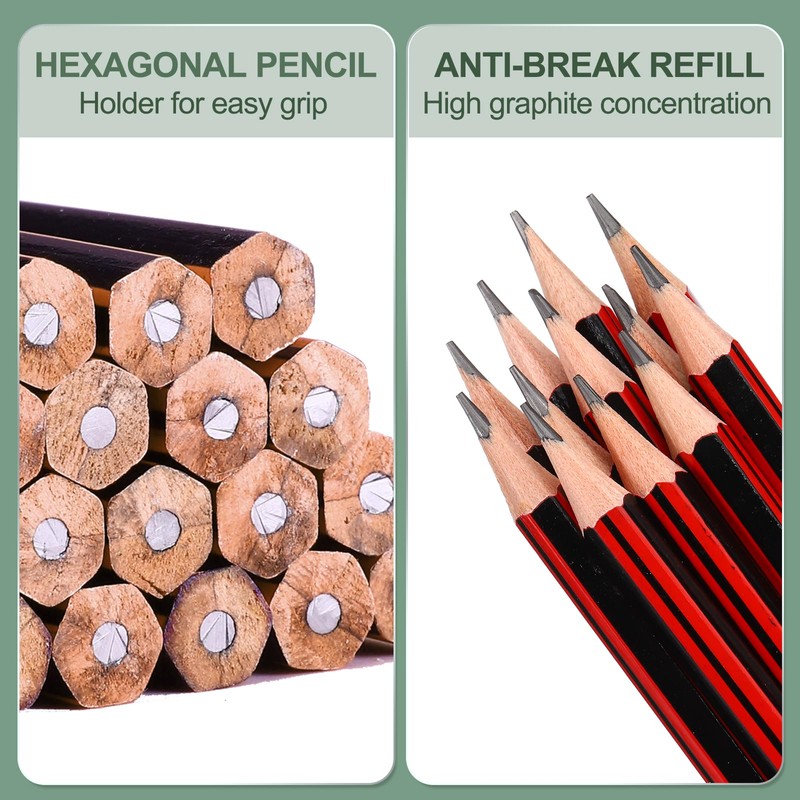 M&G Wooden Hexagonal Pencils, 10 Pcs 2B Pencils Graphite Round