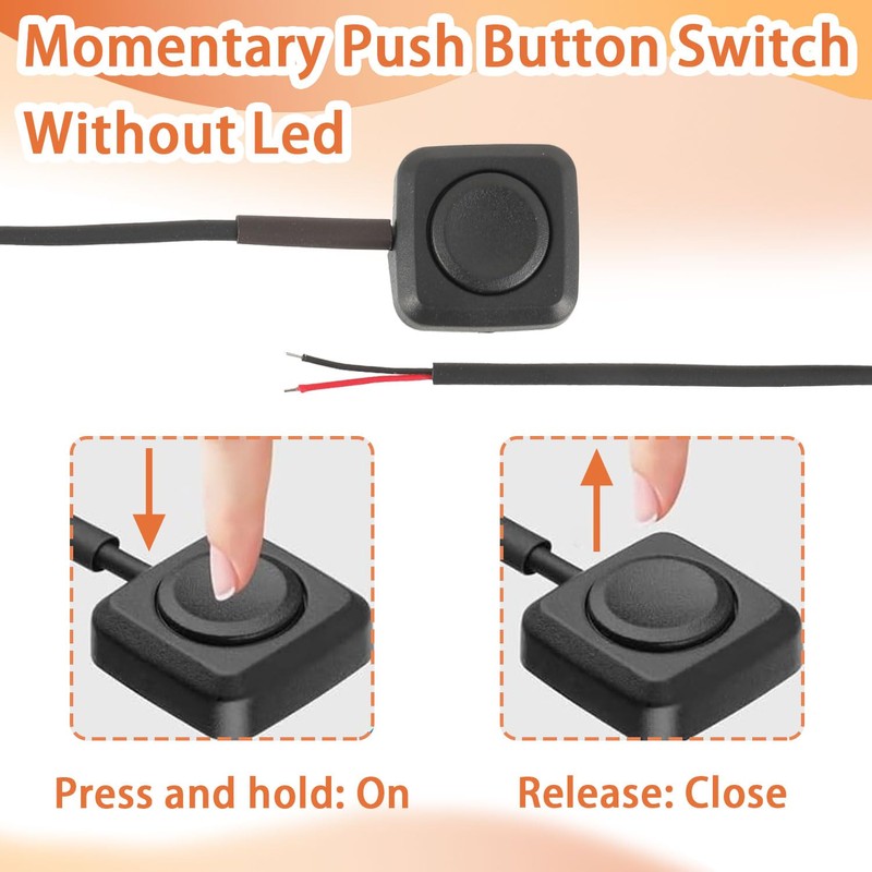 JAMHER 2PCS Momentary Push Button Switch, 12V/24V Mini Push Button