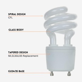 Shadid 13-Watt GU24 / GU35 Compact Fluorescent Light Bulbs, Replacement for MLS13GU35, Great for VQL5 Exhaust Fans, 4100K Cool White, MLS13GU35-41K