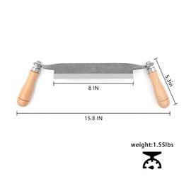 WICING Draw Knife, Straight Debarking Tool No Assembly Required, Overall 15.8"/ 8" Blade Woodworking Tool,1065 Manganese Steel, Ergonomic Solid Wood Handle
