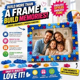 Eloxomer DIY Colorful Photo Frame, 4 x 6 Inch Building Block Picture Display for Desk or Wall, Fun Room Decor, Creative Birthday & Holiday Gift