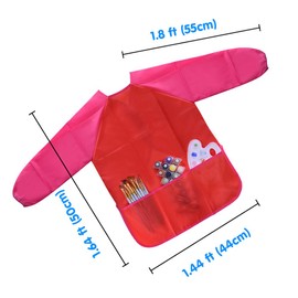 KUUQA 2 Pieces Waterproof Children's Art Smock Kids Painting Aprons with 3 Roomy Pockets (Paints and brushes not included)