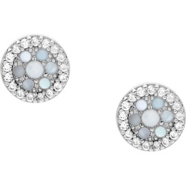 Fossil Women's Stainless Steel or Semi-Precious Stone Earrings with Clutch Clasp, Metal