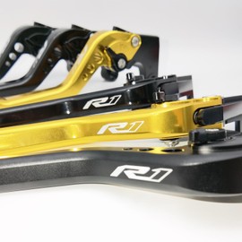 R1 Short Clutch Brake Levers for Yamaha YZFR1 1999-2024 YZF R1 R1M RS 2016 Motorcycle Accessories Adjustable Control Handles (Gold_Glossy, YZF R1 2002-2003)