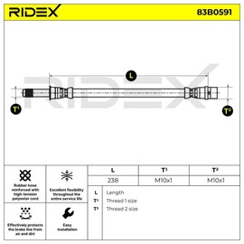 RIDEX Rear Brake Hose on Both Sides