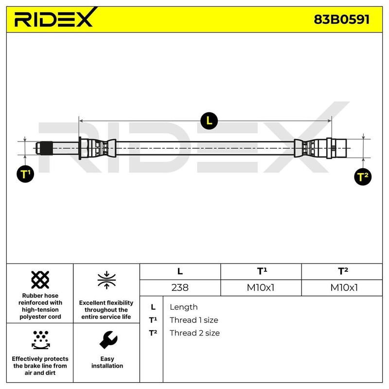 RIDEX Rear Brake Hose on Both Sides