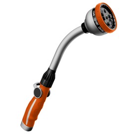 RESTMO Watering Wand Heavy Duty, Metal Garden Hose Wand with 10 Spray Patterns, 15-Inch Long Hose Nozzle Sprayer with Thumb Flow Control, Ideal to Water Hanging Baskets and Shrubs, Orange