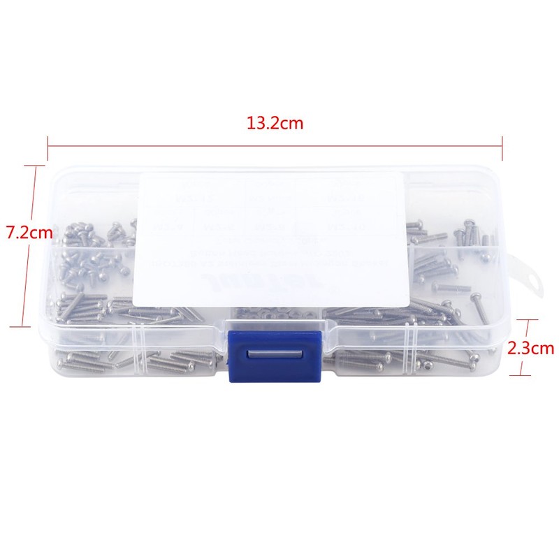 Fasizi 230Pcs M2 304 Stainless Steel Allen Hex Drive Button