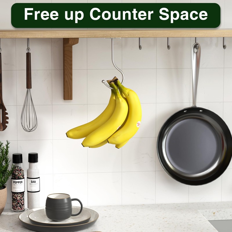 Josmimic Modern Banana Hanger Hook Under Cabinet: Adhesive Banana Holder