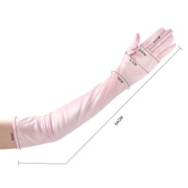 JUNART 2 Pairs of Long Satin Gloves,Elegant Elbow Length Gloves for Opera Party, Wedding, Evening Dresses,Carnival Costume, Dance (Pink)