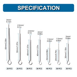 VooGenzek 200 PCS 7 Sizes Cotter Pins Assorted Kit, Heavy Duty Zinc Plated Cotter Pin, Split Pins, for Automotive, Mechanics, Car Garage, Workshop