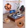 Hitseon Couch Cup Holder Tray, Portable Silicone Acacia Wooden 2