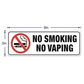 eQUIP Me No Smoking No Vaping Sign Decal (4 Stickers) 9 x 3 inches - No Smoking Signs for Businesses Home Airbnb Resturants Essentials Airbnb Vrbo and Rentals Clear Big Bold Letters