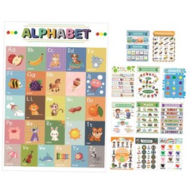 DOITOOL 12 Sheets English Learning Posters for Vibrant Educational Charts for Preschool Kindergarten and Home Schooling Stimulating Visual Learning Experience