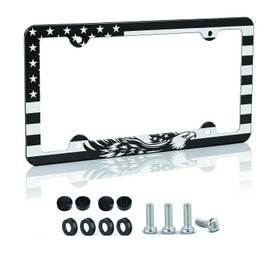 Car License Plate Frames American Flag Patriotic Black License Plate Holder