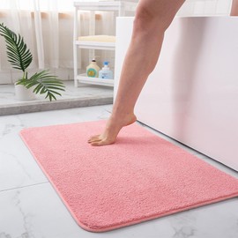 Bath Rug Mats 45x70cm,Non-Slip Bathroom Carpet Rugs,Extra Soft and Absorbent Microfiber Bath Rug,Washable Bath Rugs for Bathroom Floor,Pink Color