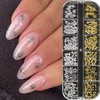 12 Grids 3D Star Nail Charms Gold Silver Star Nail