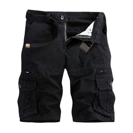 GSGGIG Men's Cargo Shorts Relaxed Fit, Cotton Twill Work Shorts, Outdoor Lightweight Casual Shorts for Men with Pockets K038-Black-32