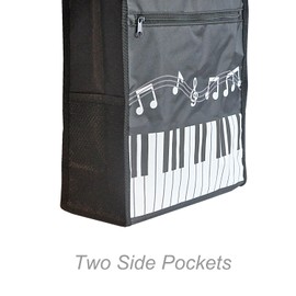 Farcaya Piano Keys Handbag Music Tote Bag Nylon Waterproof Storing Sheet Books for Teacher Gifts (Black+Pink)