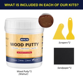 Wood Filler & Wood Putty Kit, 9.87oz(280g) Walnut - Quick & Easy Furniture Repair for Cracks, Holes & Imperfections - Durable, Smooth, and Stainable