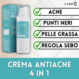 LABS 4 Feel Pure Anti-Akne-Gesichtscreme 30 ml | auf Basis von Azeloglyzin 6%, Nikotinamid 6% und Klette | mit LSF 30 | Creme gegen Pickel | 100% Made in Italy