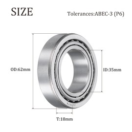 sourcing map 32007X Tapered Roller Bearing Cone and Cup, 35mm Bore x 62mm OD x 18mm Thick, Chrome Steel Taper Bearing Set, ABEC-3