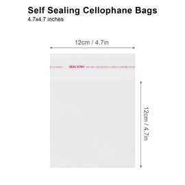 Pomei 4.7"x 4.7" 100 PCS Clear Plastic Bag-Self Sealing Cellophane Bags, Resealable Clear Poly Cello Bags, Cellophane Treat Bags, Cookie Bags for Packaging, Candy Bags, Cello Bags, Pastry Bags