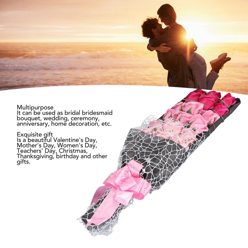LED Artificial Rose Flowers Fake Roses Bouquet Light Up Forever