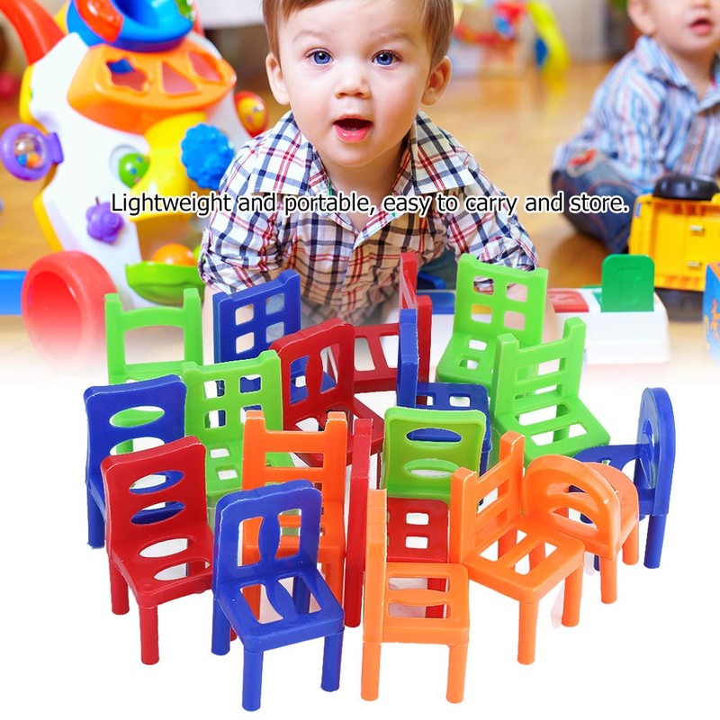 TYTOGE Stacking Chair Game, 18Pcs/Set Mini Stacking Plastic Chair Toys