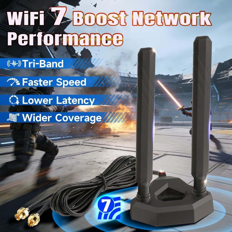 Eightwood WiFi 7 Gaming Motherboard Antenna for ASUS PC, Magnetic