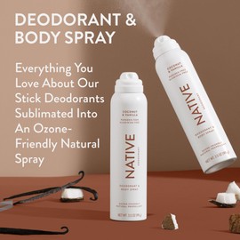 Native Native Deodorant & Body Spray Contains Naturally Derived Ingredients | Deodorant for Women and Men, All Day Odor Protection, Aluminum and Hydrocarbon Propellant Free | Coconut & Vanilla