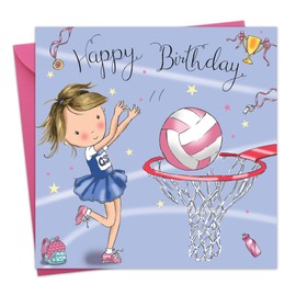 Twizler Happy Birthday Card with Netball - Girls Birthday Card - Happy Birthday Card Girl - Birthday Card for Girl - Sporty Birthday Card - Childrens Birthday Cards - Girls Birthday Presents