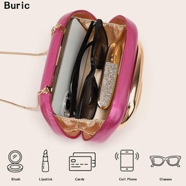 Buric Acrylic Clutch Purse for Women Marbling Evening Wedding Handbags Acrylic Shell Box Purses for Party Prom Cocktail, A-rose