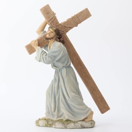 12 Inch Jesus on The Way to Calvary Decorative Figurine, Pastel Color