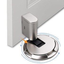 Door Buffer, Mechanical Floor Door Stop, Height-Adjustable Heavy Door Stopper Floor, Windproof Silent Door Lock for Floor, Wall Protection Door Lock (Silver)