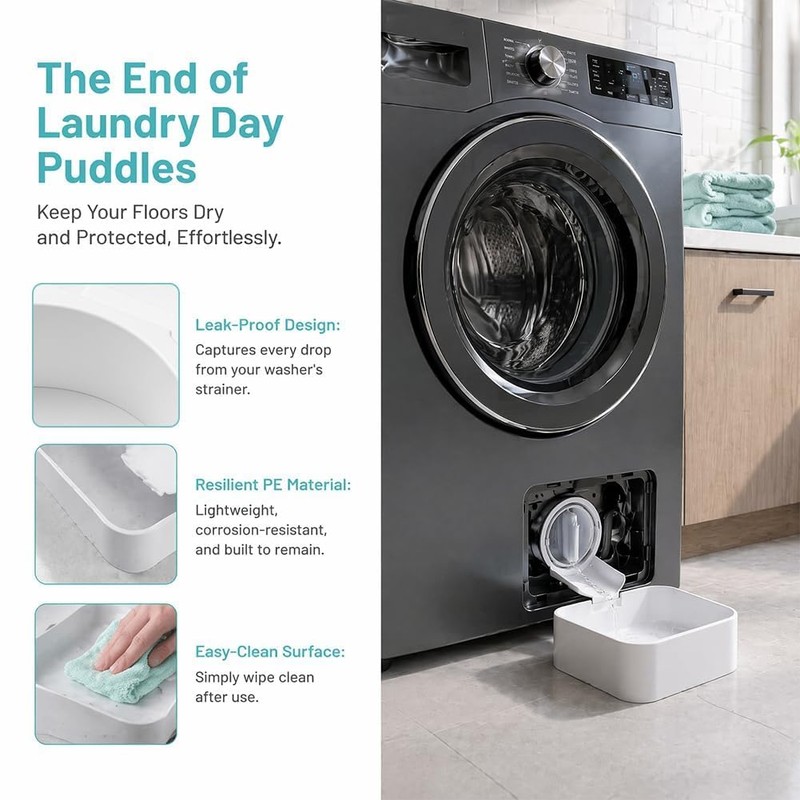 ZFFAFUR Washing Machine Drain Pan, Washer Drip Tray with Raised-Edge