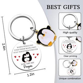 MOEXUKO Couple Gifts for Girlfriend Boyfriend Cute Penguin Keychain Long Distance Relationship Gifts I Love You Gift for Wife Husband Birthday Anniversary Christmas Gift Romantic Couple Keyring