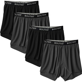 Bolter Men's 4 Pack Performance Boxers Shorts (Small, Black/Grey)