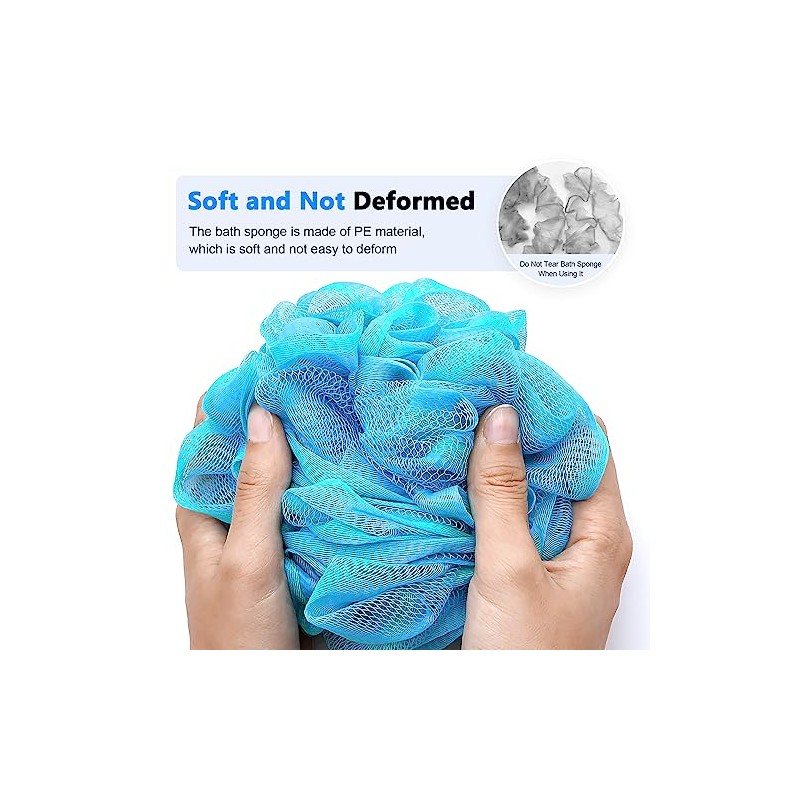 Forenee Loofah Stick Malla Suave Luffa Mango Madera Antideslizante Hecho