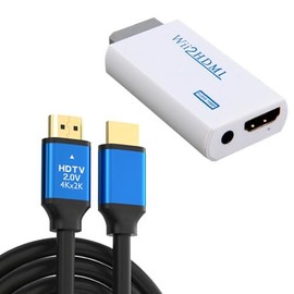 Wii HDMI Converter Adapter with 1.5m HDMI Cable Converter Converter Connector Full HD Monitor 1080p Retro Gaming White